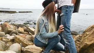 A sexy blondie bounces on a cock outdoors - Veronika Charm