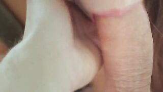 A woman takes a sperm from her husband and cums herself