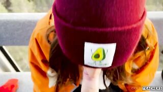 Naughty stranger seduced me for a blowjob in mountain cableway