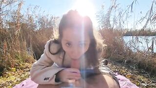 Petite babe Mini Julia got banged outdoors by a stranger near the lake