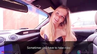 A beautiful girl gave a blowjob to her lover in his car on the street