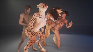 A hot chick with a gorgeous body fucked by a big furry monster cock