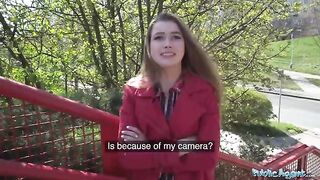 A nervous woman gets fucked through a gloryhole for cash in a daring public setup
