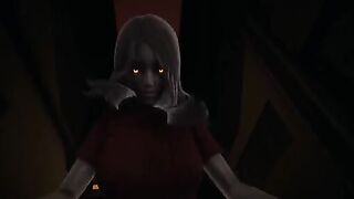 The girl in the cowgirl pose fulfilled the desires of a man with red eyes